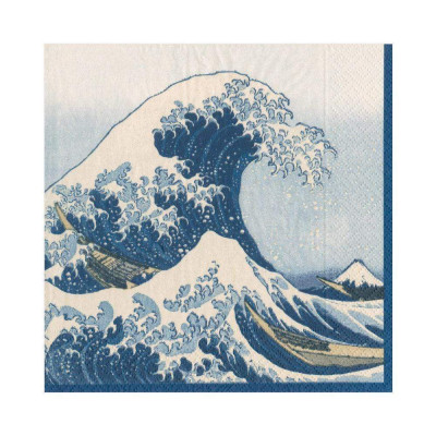 The Great Wave Paper Luncheon Napkins Blue, 20 Per Pack