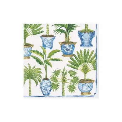 Potted Palms White Boxed Paper Cocktail Napkins, 40 Per Box