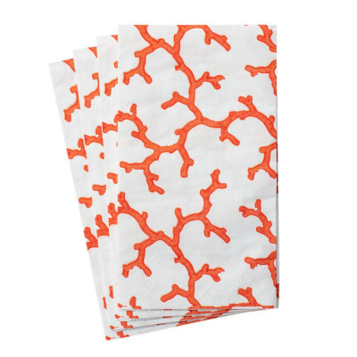 The Coral Sea Paper Guest Towel/Buffet Napkins Coral, 15 Per Pack