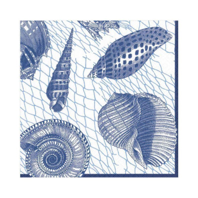 Netting and Shells Paper Luncheon Napkins Blue, 20 Per Pack