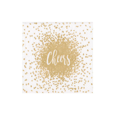 Cheers Paper Cocktail Napkins Gold, 20 Per Pack