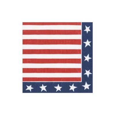 Red White And Blue Boxed Paper Cocktail Napkins, 40 Per Box