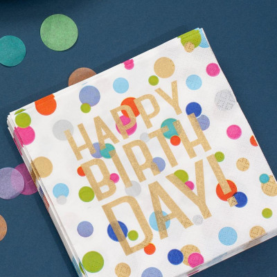 Happy Birthday Confetti Paper Luncheon Napkins, 20 Per Pack