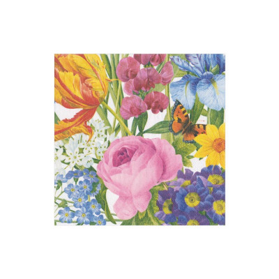 Redoute Floral Paper Cocktail Napkins Ivory, 20 Per Pack
