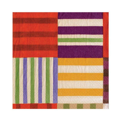 Striped Patchwork Paper Luncheon Napkins Purple, 20 Per Pack