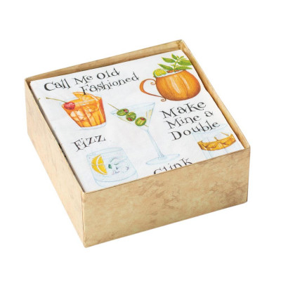 Cocktail Hour Boxed Paper Cocktail Napkins, 40 Per Box