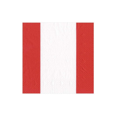Bandol Stripe Paper Cocktail Napkins Red, 20 Per Pack