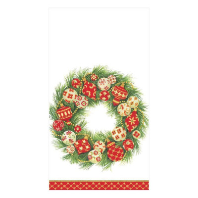 Ornament Wreath Paper Guest Towel/Buffet Napkins, 15 Per Pack