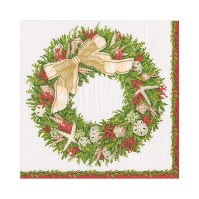 Shell Wreath Paper Luncheon Napkins Ivory, 20 Per Pack