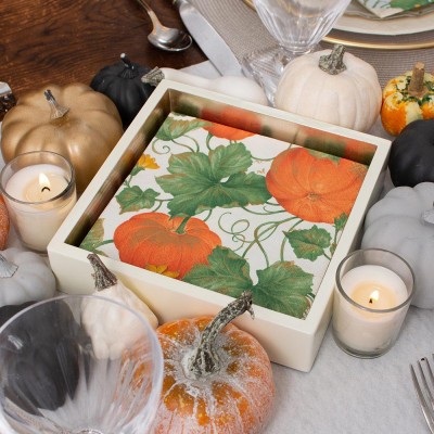 Heirloom Pumpkins Paper Luncheon Napkins Ivory & Orange, 20 Per Pack