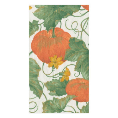 Heirloom Pumpkins Paper Guest Towel/Buffet Napkins Ivory & Orange, 15 Per Pack
