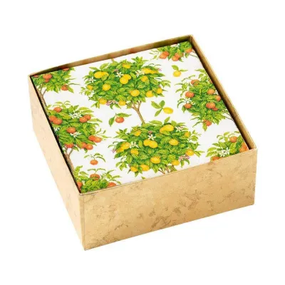 Citrus Topiaries Boxed Paper Cocktail Napkins in White, 40 Per Box