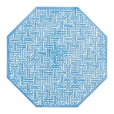 Fretwork Blue Placemat Lacquer Octagonal 15"