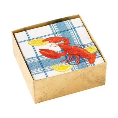Lobster Bake Boxed Paper Cocktail Napkins, 40 Per Box