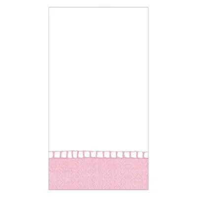 Linen Border Paper Guest Towel Napkins in Petal Pink, 15 Per Package