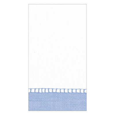 Linen Border Paper Guest Towel Napkins in Light Blue, 15 Per Package
