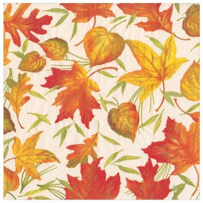 Woodland Leaves Paper Dinner Napkins in Ivory, 20 Per Pack