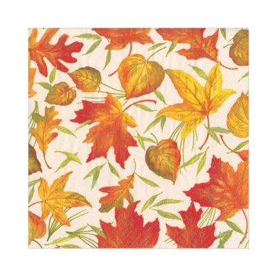 Woodland Leaves Paper Luncheon Napkins in Ivory, 20 Per Pack