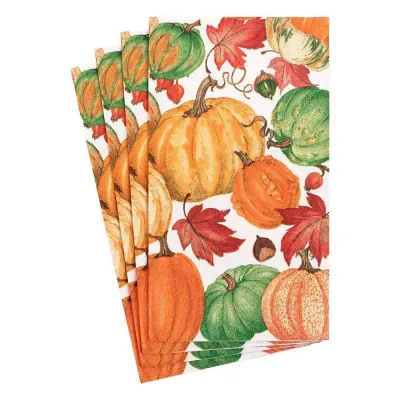 Pumpkin Field Paper Guest Towel/Buffet Napkins in White, 15 Per Pack