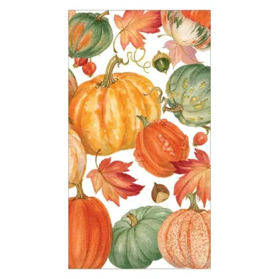 Pumpkin Field Paper Guest Towel/Buffet Napkins in White, 15 Per Pack