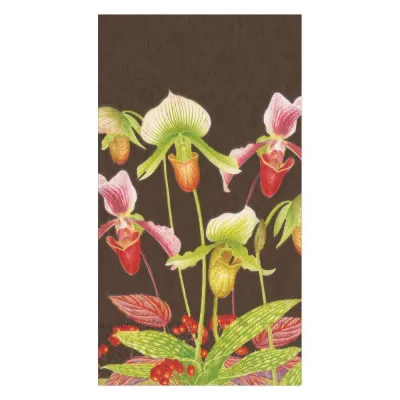 Slipper Orchid Paper Guest Towel/Buffet Napkins in Chestnut, 15 Per Pack