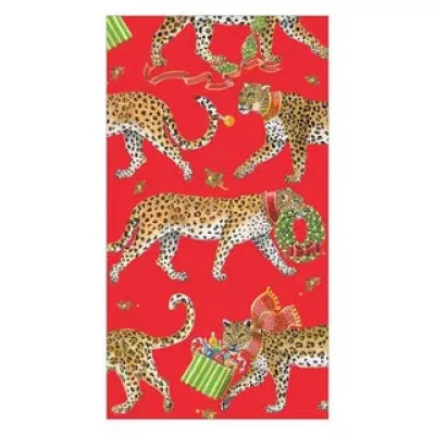 Christmas Leopards Paper Guest Towel Napkins Red - 15 Per Package