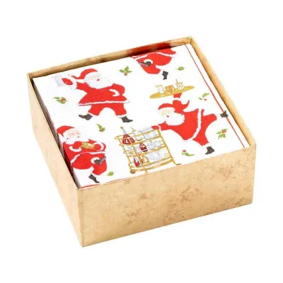 Cocktails with Santas Boxed Paper Cocktail Napkins , 40 Per Box