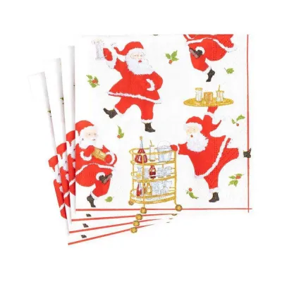 Cocktails with Santas Boxed Paper Cocktail Napkins , 40 Per Box