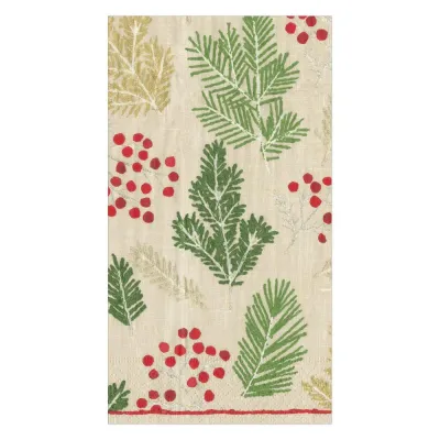 Sprigs and Berries Paper Guest Towel/Buffet Napkins in Linen, 15 Per Pack