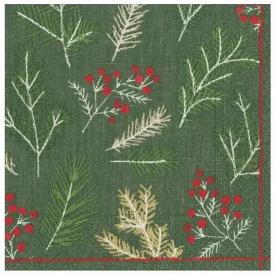 Sprigs and Berries Paper Dinner Napkins in Evergreen, 20 Per Pack