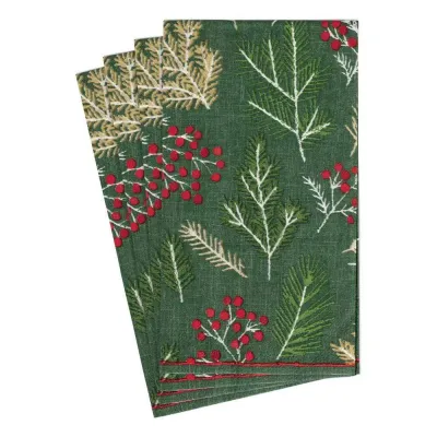 Sprigs and Berries Paper Guest Towel/Buffet Napkins in Evergreen, 15 Per Pack