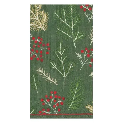 Sprigs and Berries Paper Guest Towel/Buffet Napkins in Evergreen, 15 Per Pack