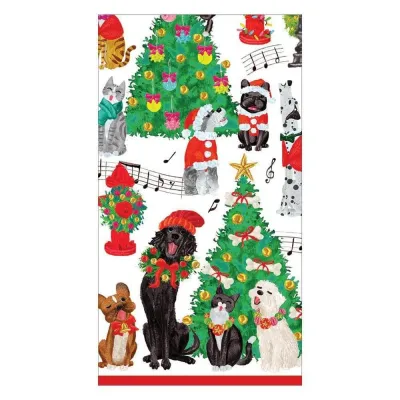 Caroling Pets Paper Guest Towel/Buffet Napkins, 15 Per Pack