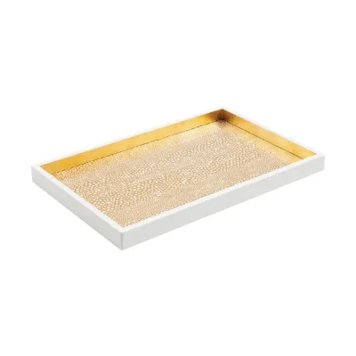 Pebble Gold Lacquer Small Rectangular Tray 8 7/8" x 13 3/4"