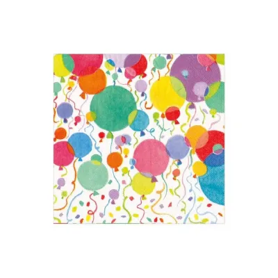 Balloons And Confetti White Boxed Paper Cocktail Napkins, 40 per Box