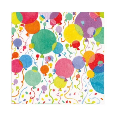 Balloons and Confetti Paper Luncheon Napkins in White, 20 Per Pack