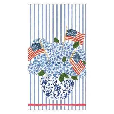 Flags and Hydrangeas Paper Guest Towel/Buffet Napkins, 15 Per Pack