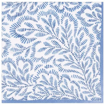 Block Print Leaves Blue Paper Dinner Napkins, 20 per Pack