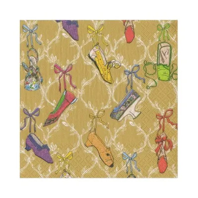 A History Of Shoes Gold Luncheon Napkins, 20 per Pack