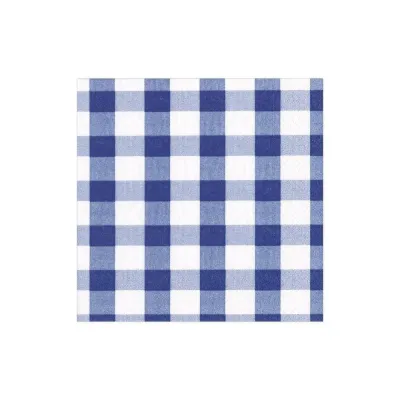 Gingham Boxed Paper Cocktail Napkins in Blue, 40 per Box