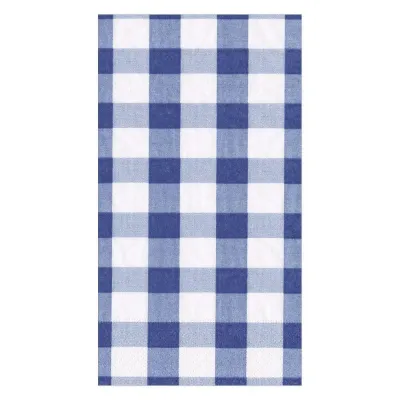 Gingham Paper Guest Towel/Buffet Napkins in Blue, 15 Per Pack