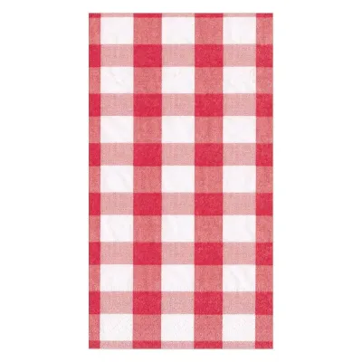 Gingham Paper Guest Towel/Buffet Napkins in Red, 15 Per Pack