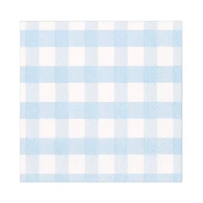 Gingham Paper Luncheon Napkins in Light Blue, 20 Per Pack