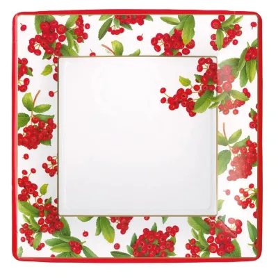 Christmas Berry Red Sq Dinner Plates Square