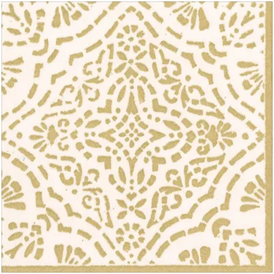 Annika Ivory/Gold Paper Linen Dinner Napkin 12 In