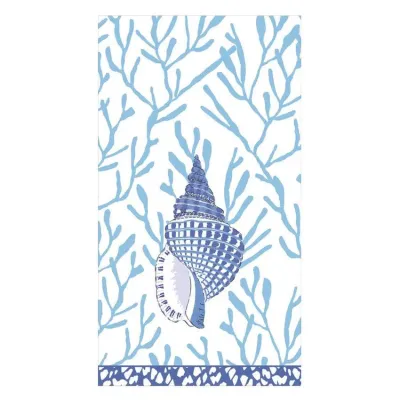 Shell Toile Blue Paper Guest Towel/Buffet Napkins, 15 per Pack