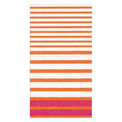 Breton Stripe Coral/Fuchsia Paper Guest Towel/Buffet Napkins, 15 per Pack