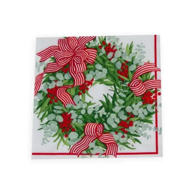 Ribbon Stripe Wreath Paper Dinner Napkins, 20 per Pack