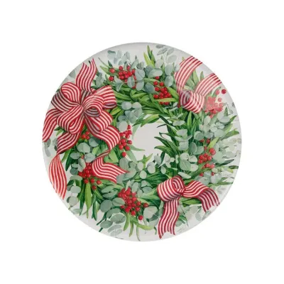 Ribbon Stripe Wreath Paper Dinner Plates, 8 per Pack