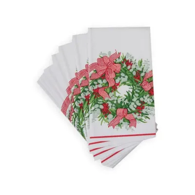 Ribbon Stripe Wreath Paper Guest Towel/Buffet Napkins, 15 per Pack